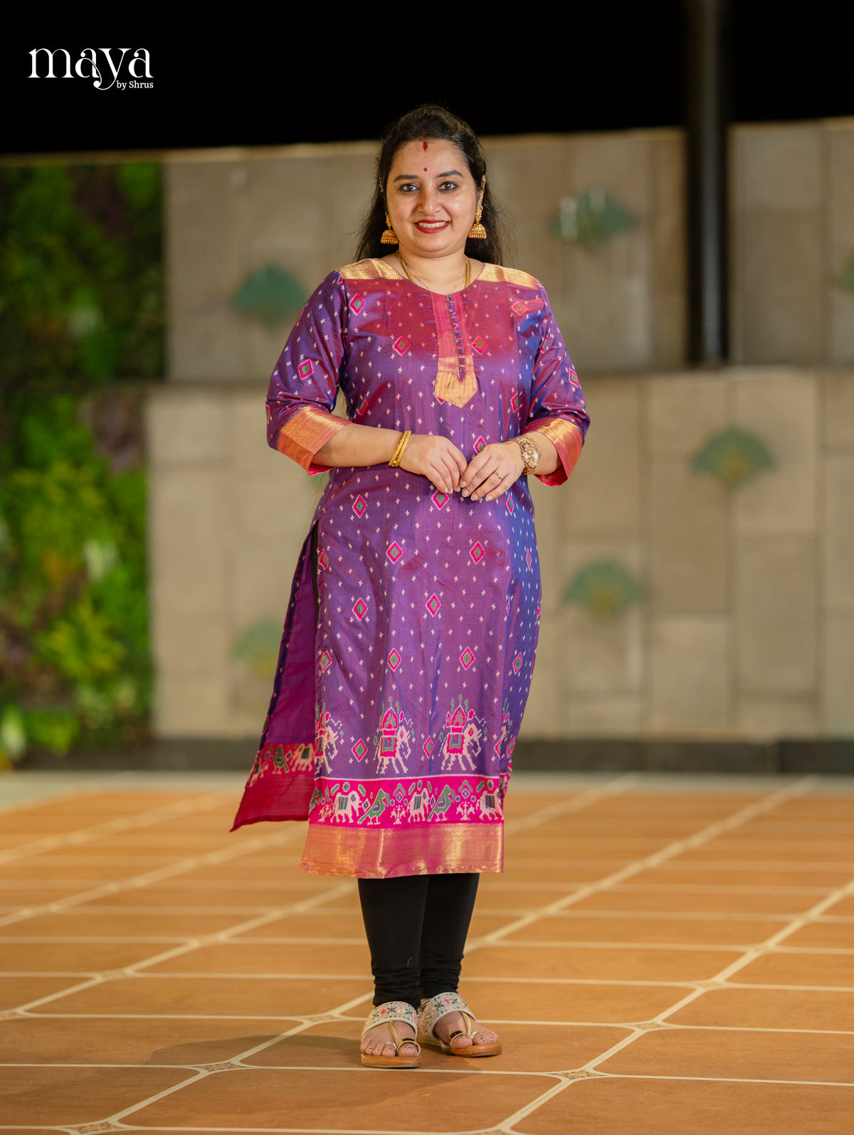 Timeless Maroon Patola Print Kurti with Silk Zari Border