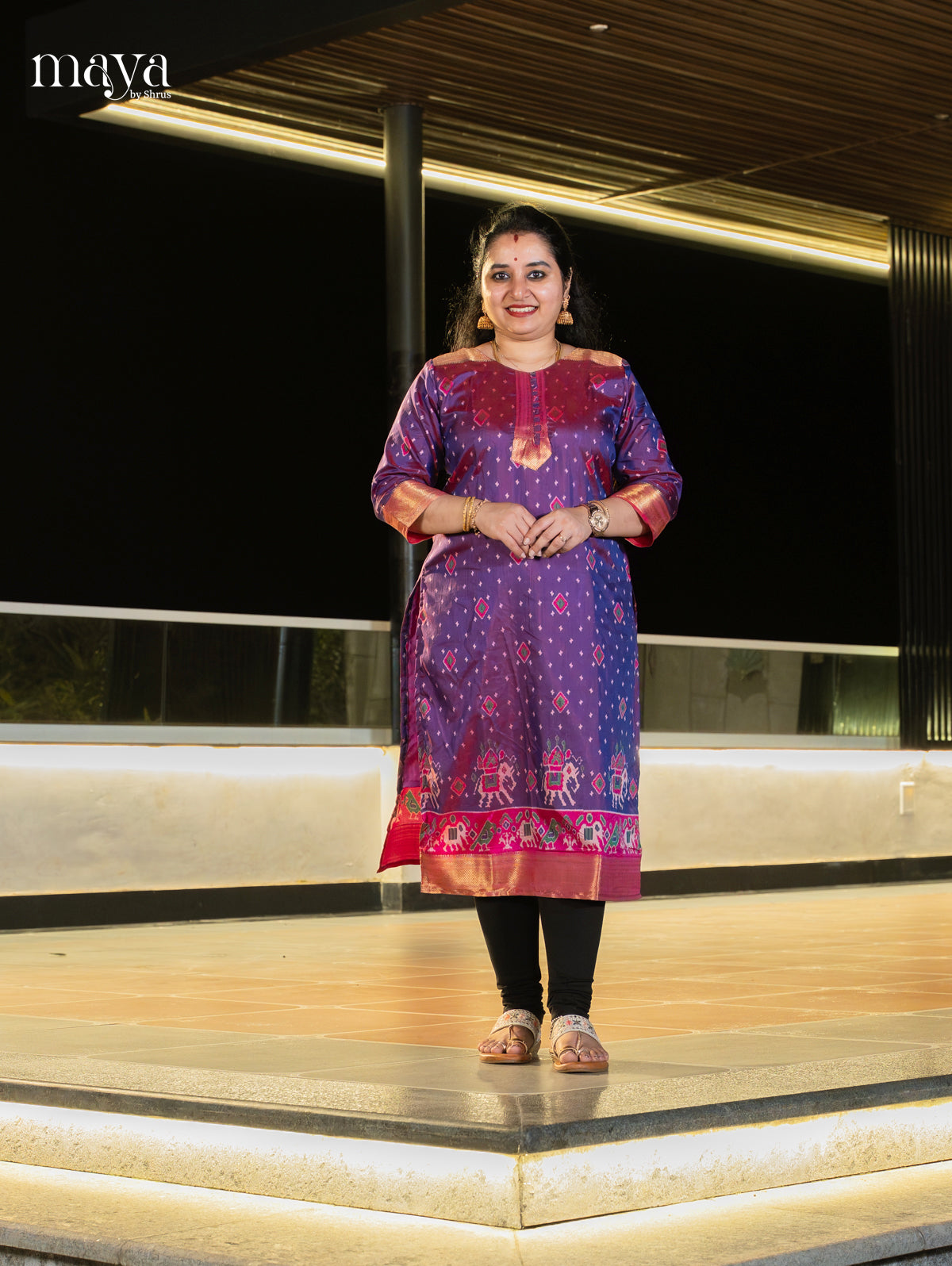 Timeless Maroon Patola Print Kurti with Silk Zari Border