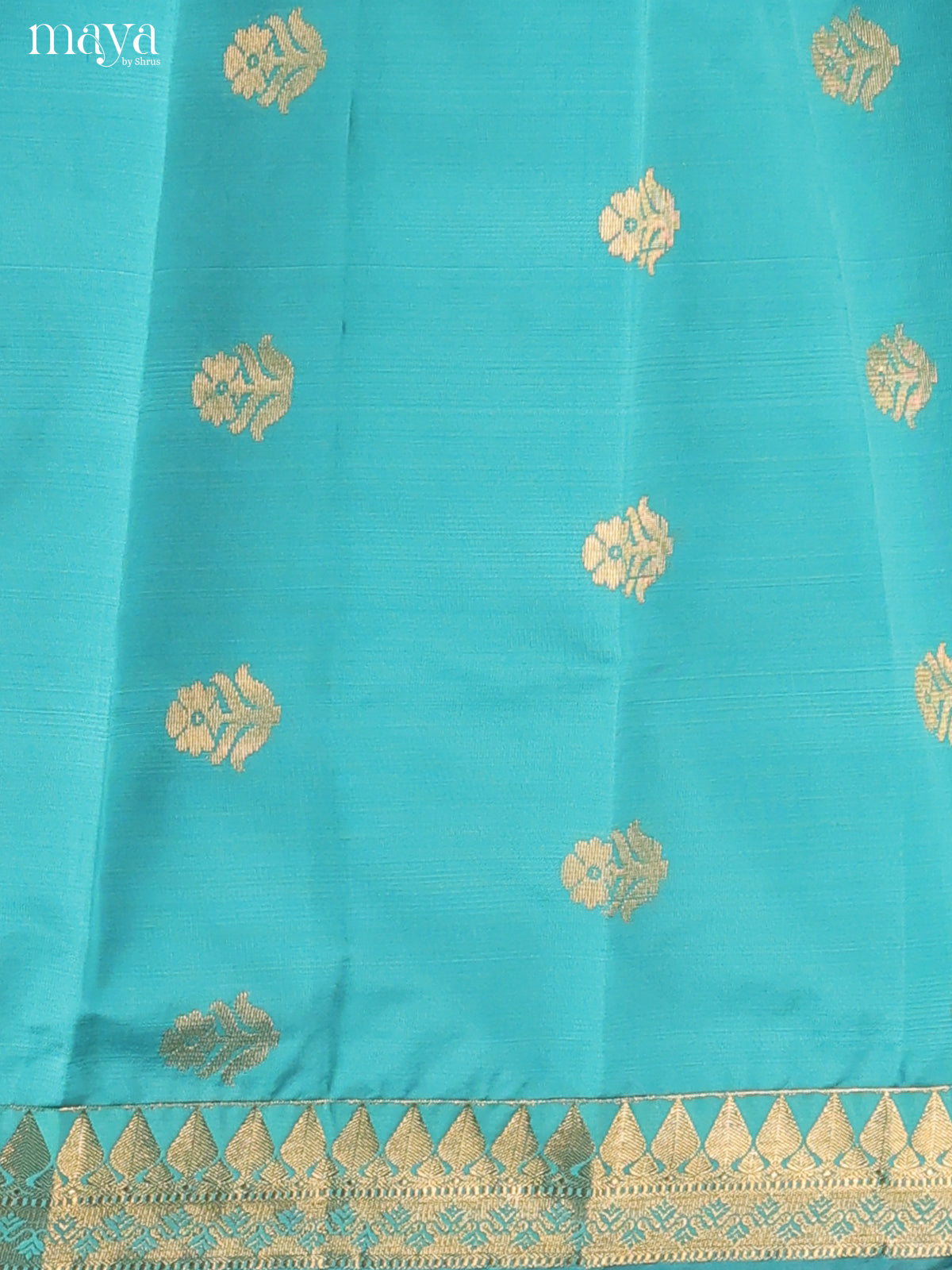 Radiant Turquoise Semi Silk Salwar Suit With Floral Buttis & Purple Dupatta