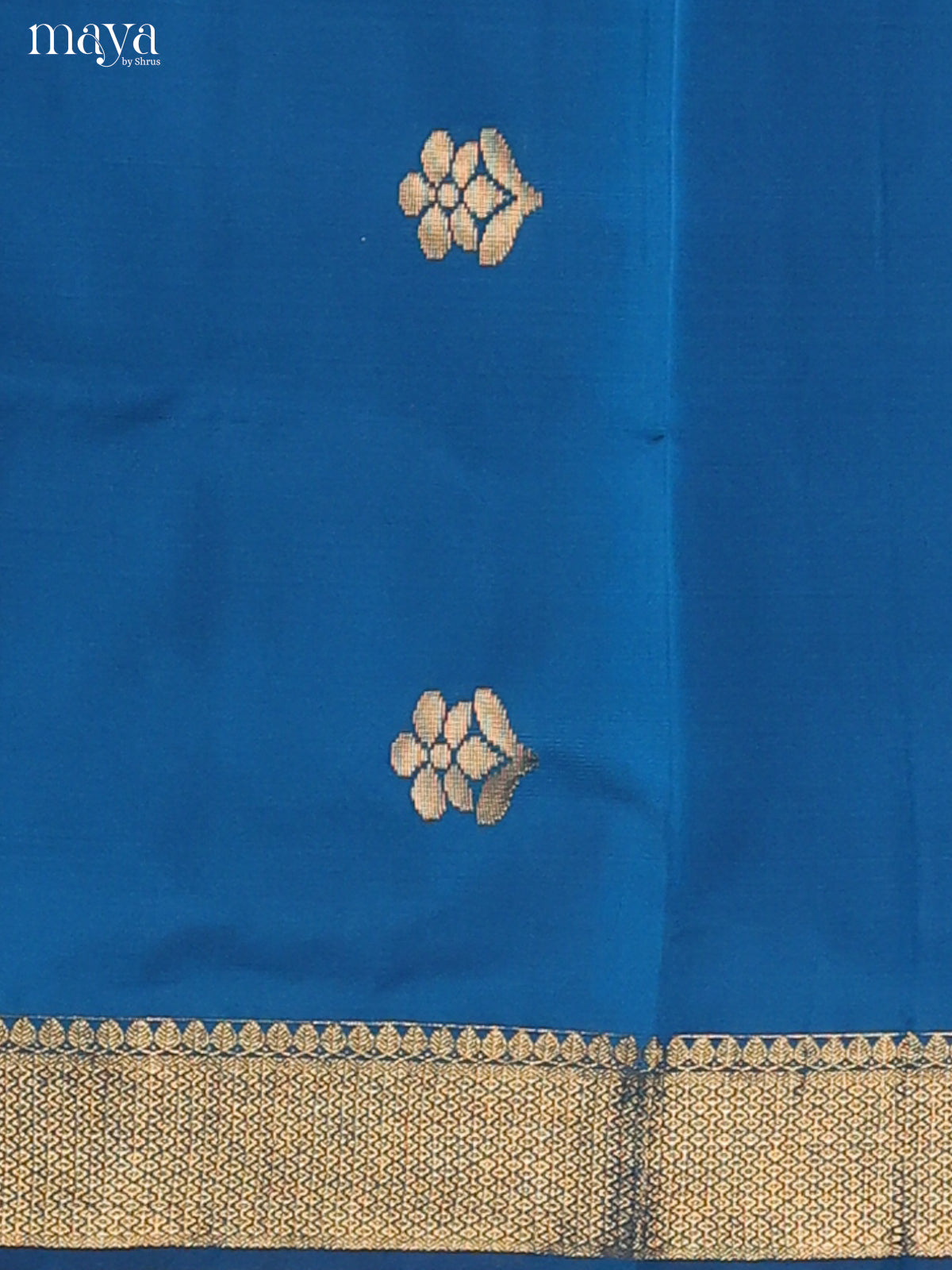 Vibrant Blue Semi Soft Silk Salwar Suit With Maroon Dupatta & Zari Buttas