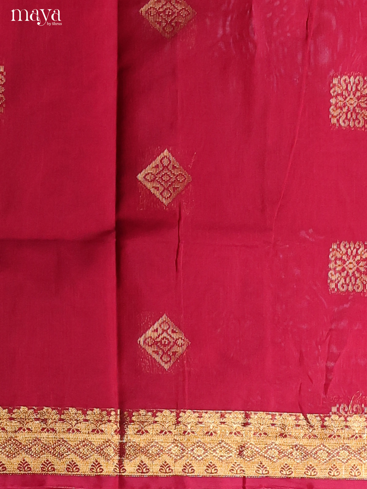 Red & Blue-Semi silkcotton salwar unstitch