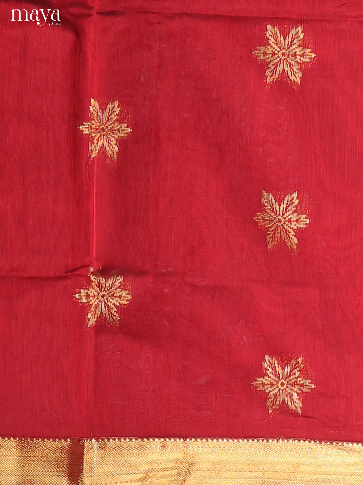 Red & Blue-Semi silkcotton salwar unstitch