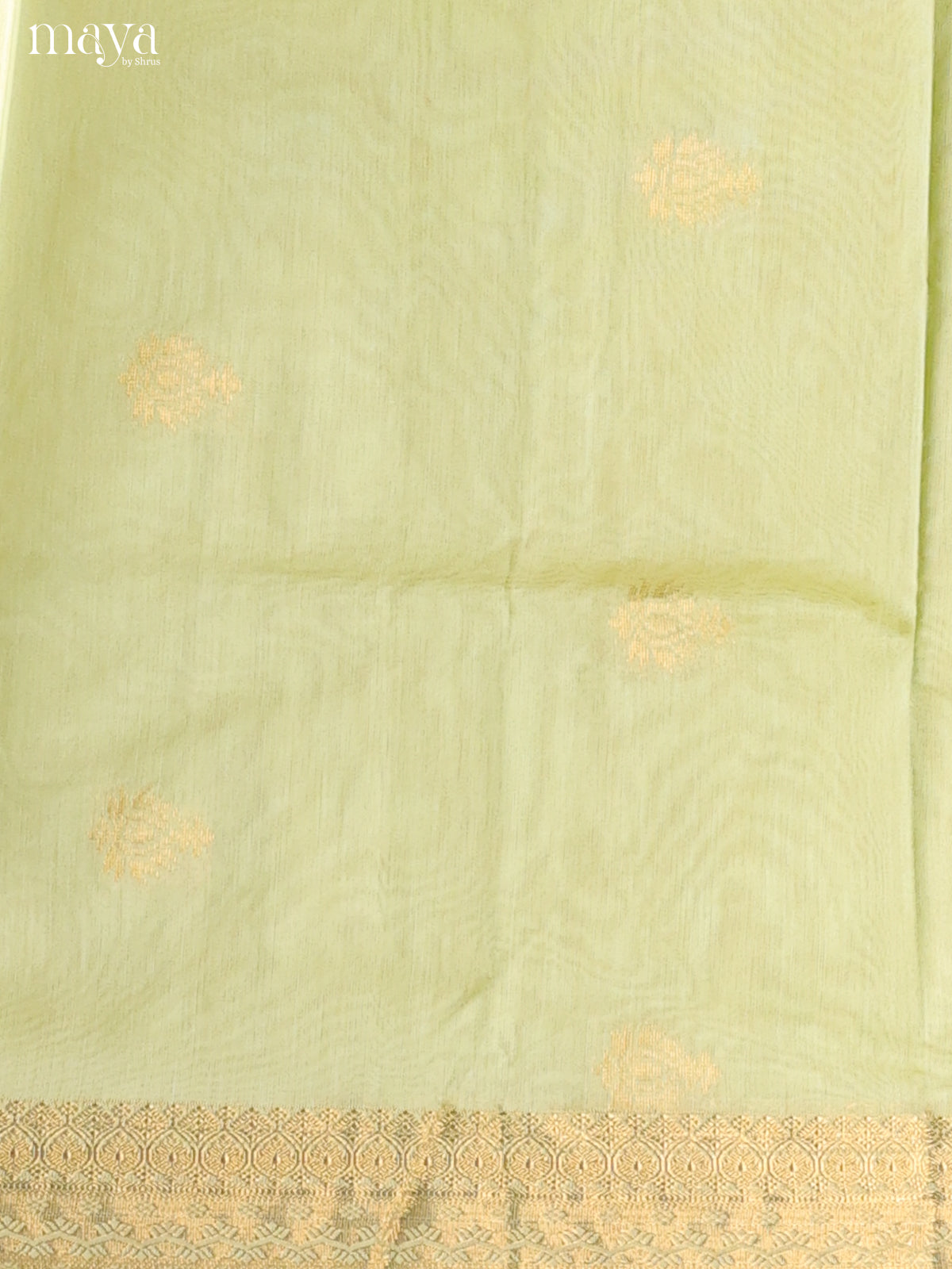 Pista Green & Orange-Semi silkcotton salwar unstitch