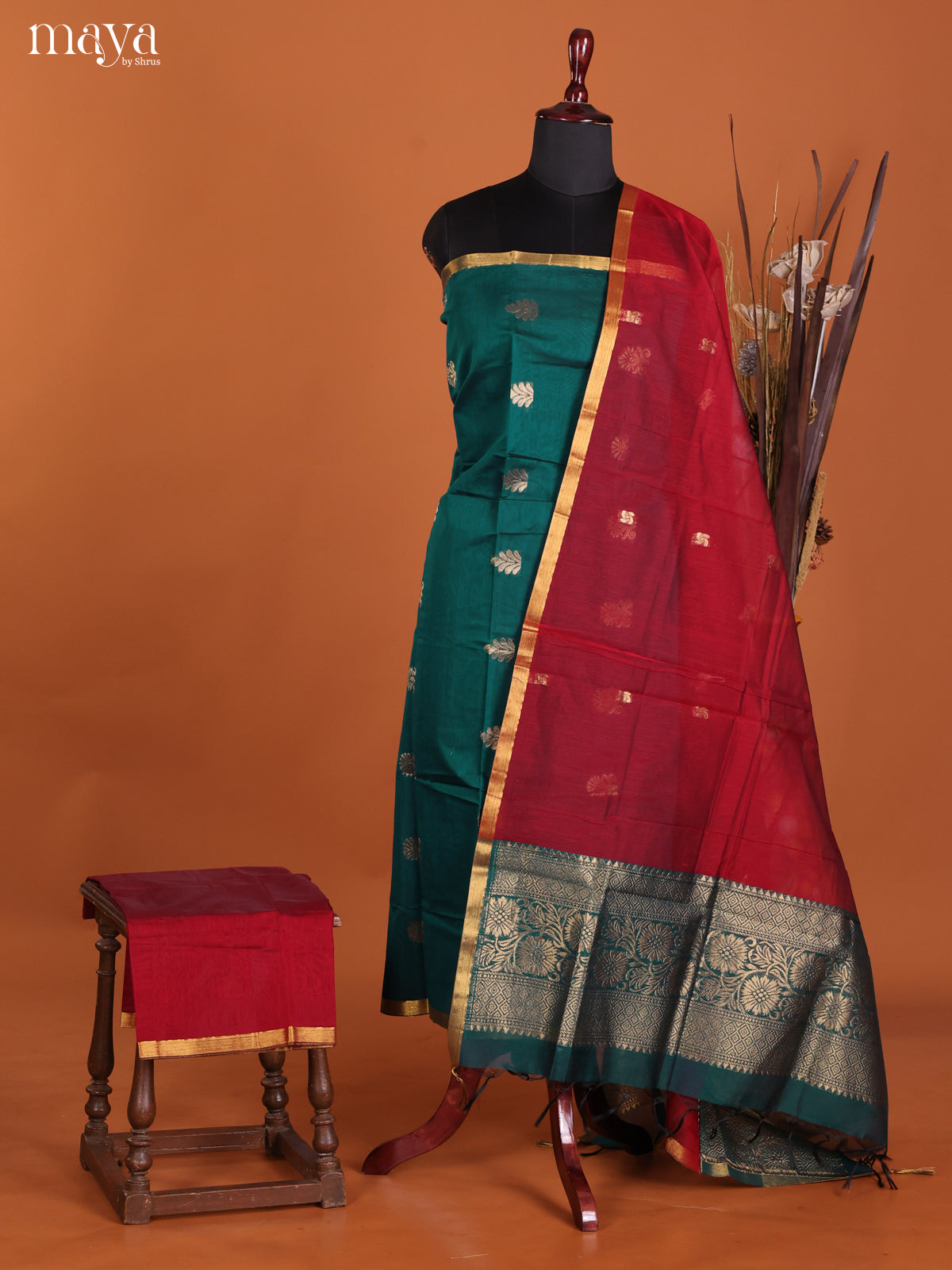 MDK19296-Semi silkcotton salwar unstitch