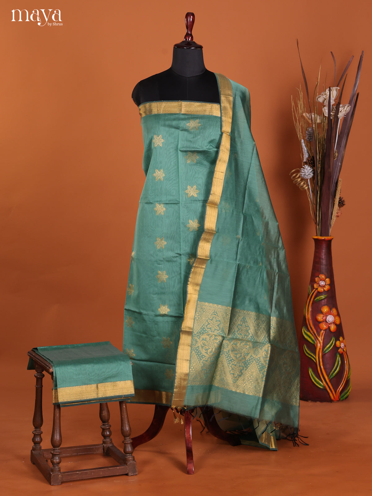 Pastel Green-Semi silkcotton salwar unstitch