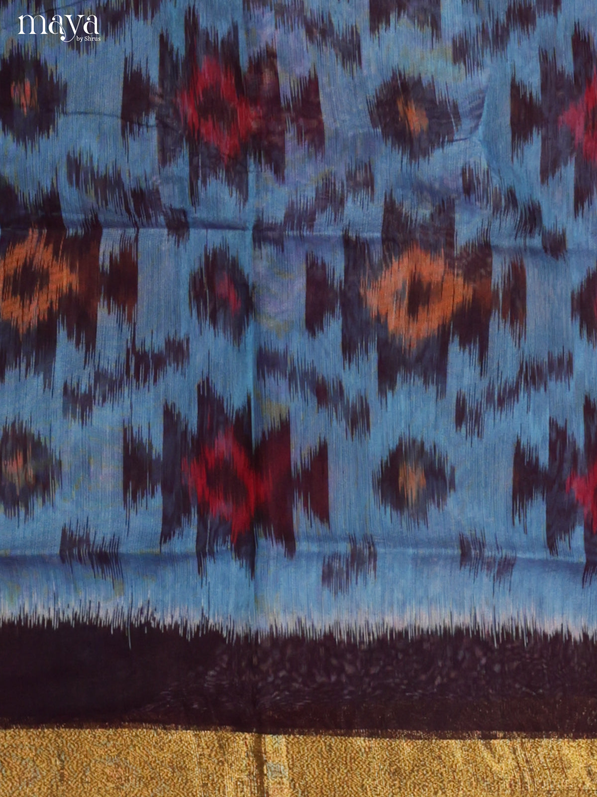 Blue & Black-Pochampally Salwar Unstitch