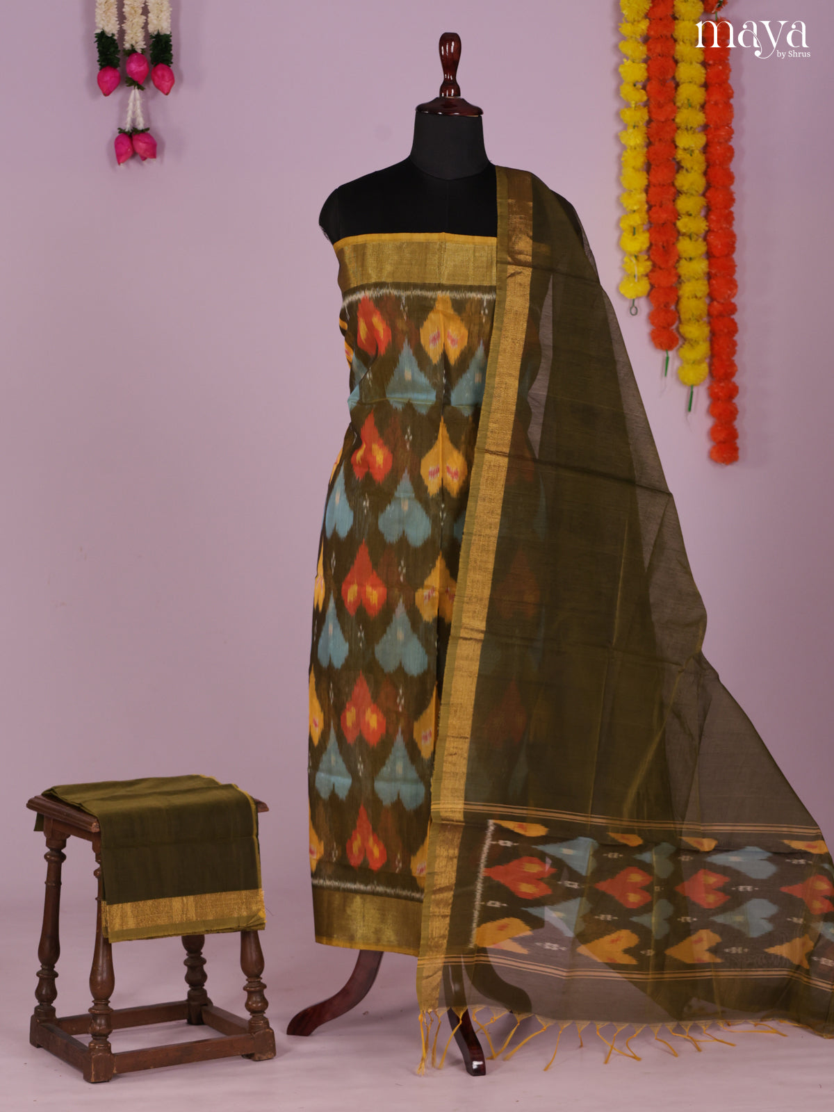 Mint Green-Pochampally Salwar Unstitch