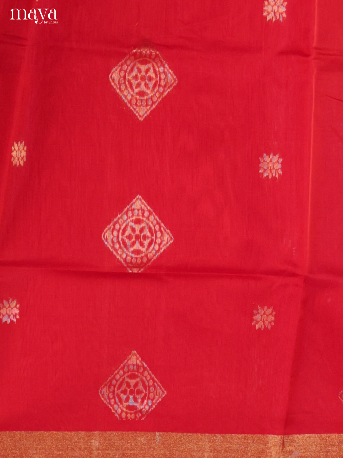 Red & Blue -Silkcotton salwar Unstitch