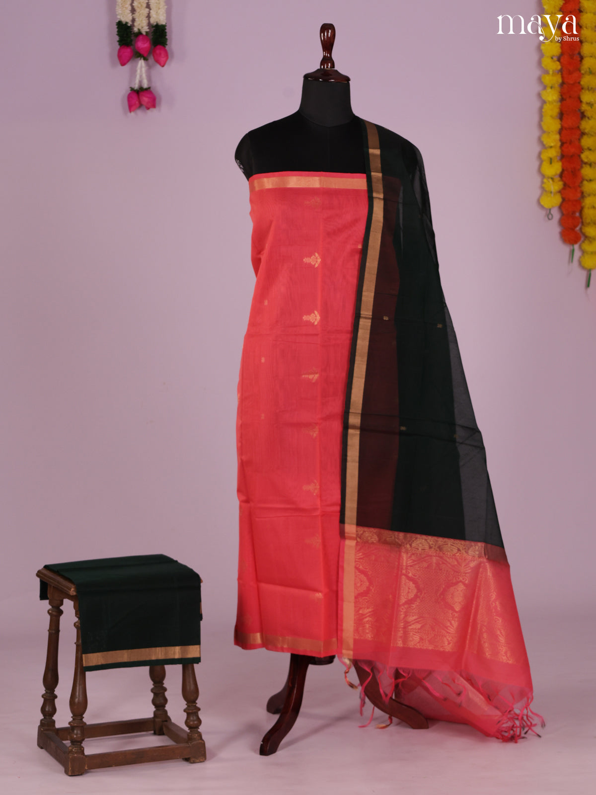 Dark Pink -Silkcotton salwar Unstitch