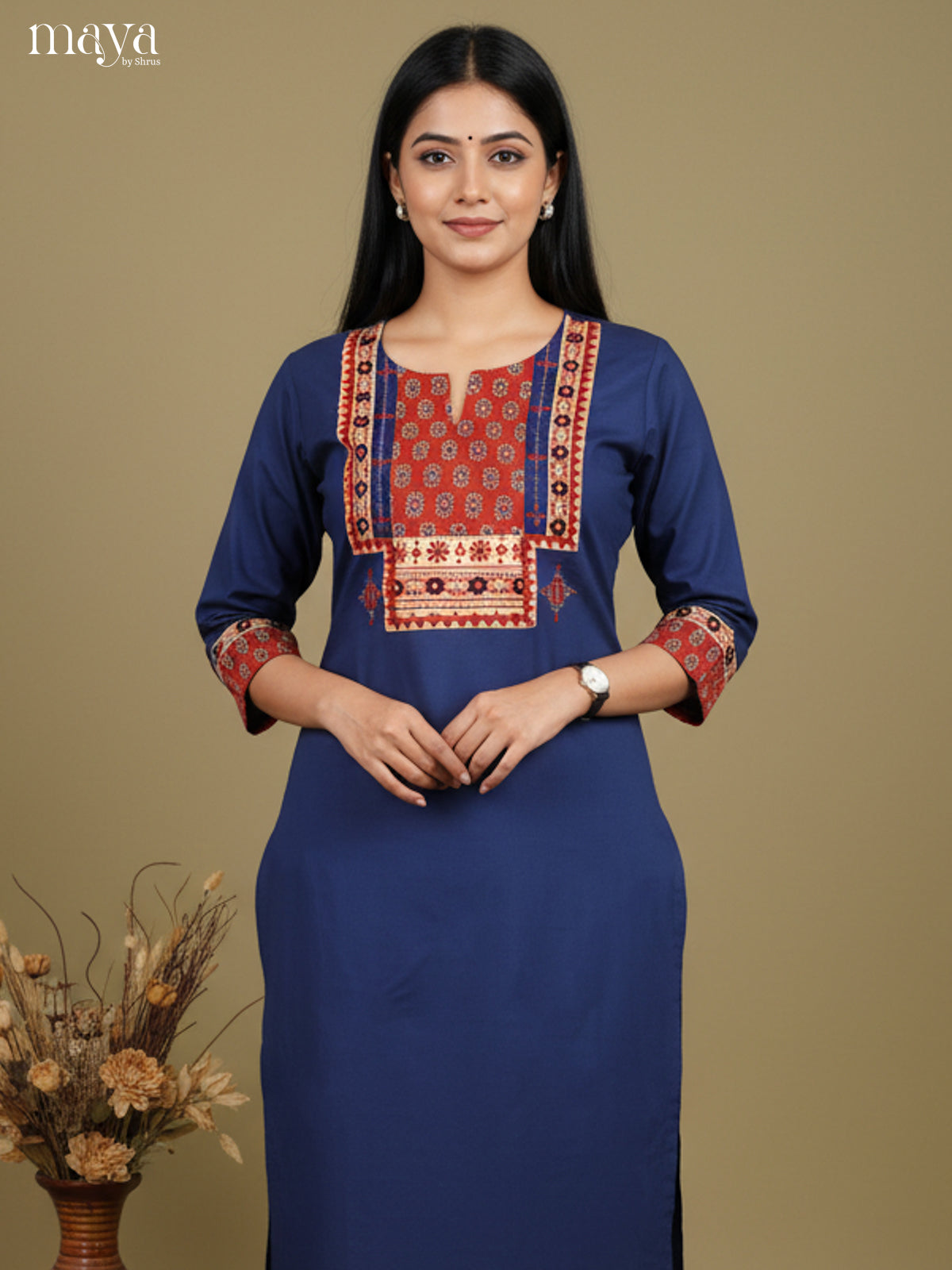 Blue & Red -Readymade Kurti