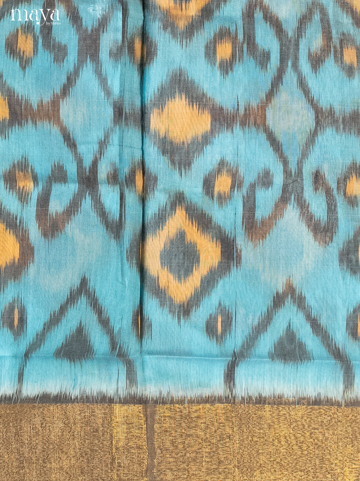Blue & Yellow-Pochampally Salwar Unstitch