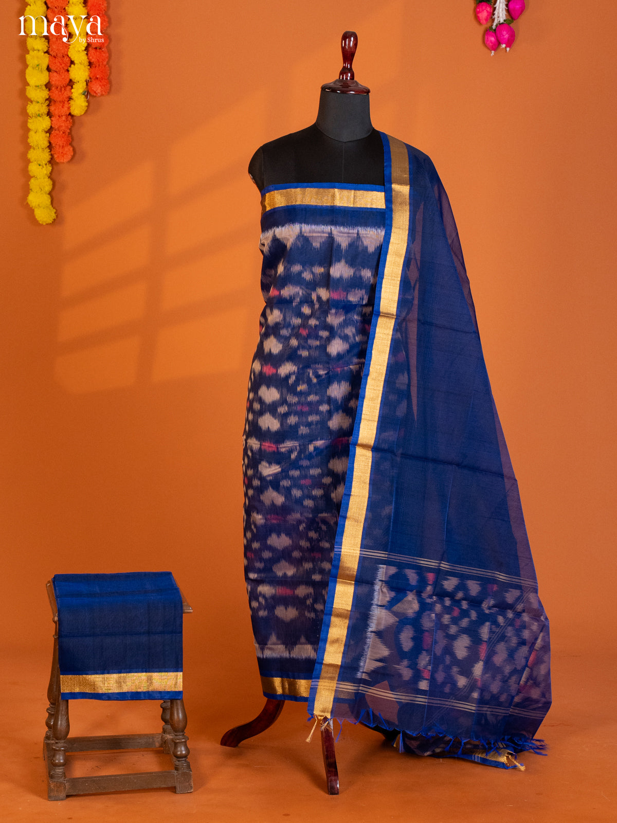 Blue -Pochampally Salwar Unstitch