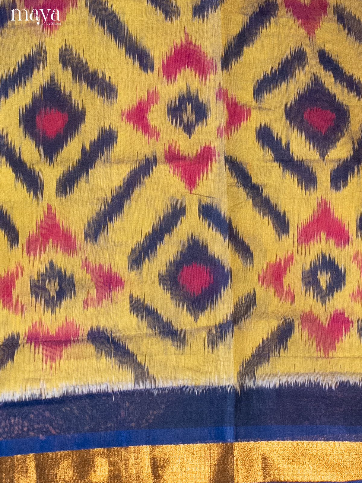 Yellow & Green-Pochampally Salwar Unstitch