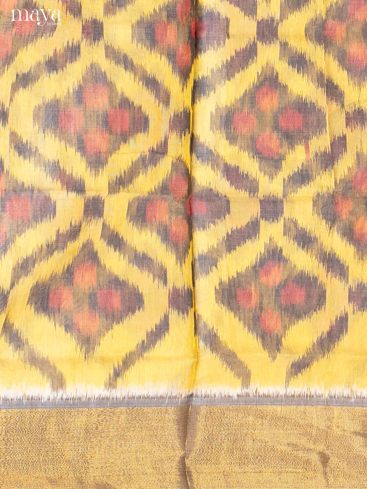 Yellow & green -Pochampally Salwar Unstitch