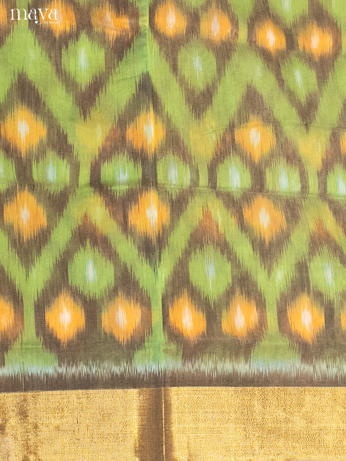 Green & Yellow-Pochampally Salwar Unstitch