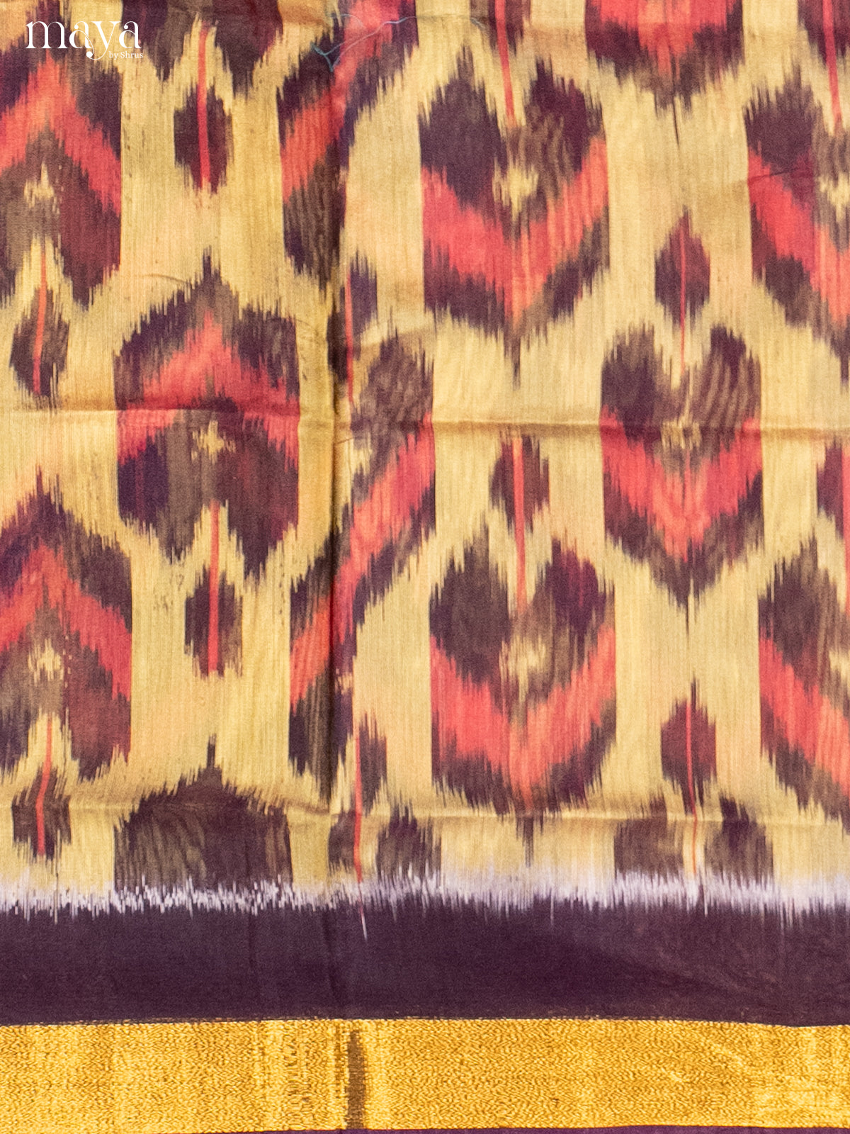 Sandal & Blue-Pochampally Salwar Unstitch