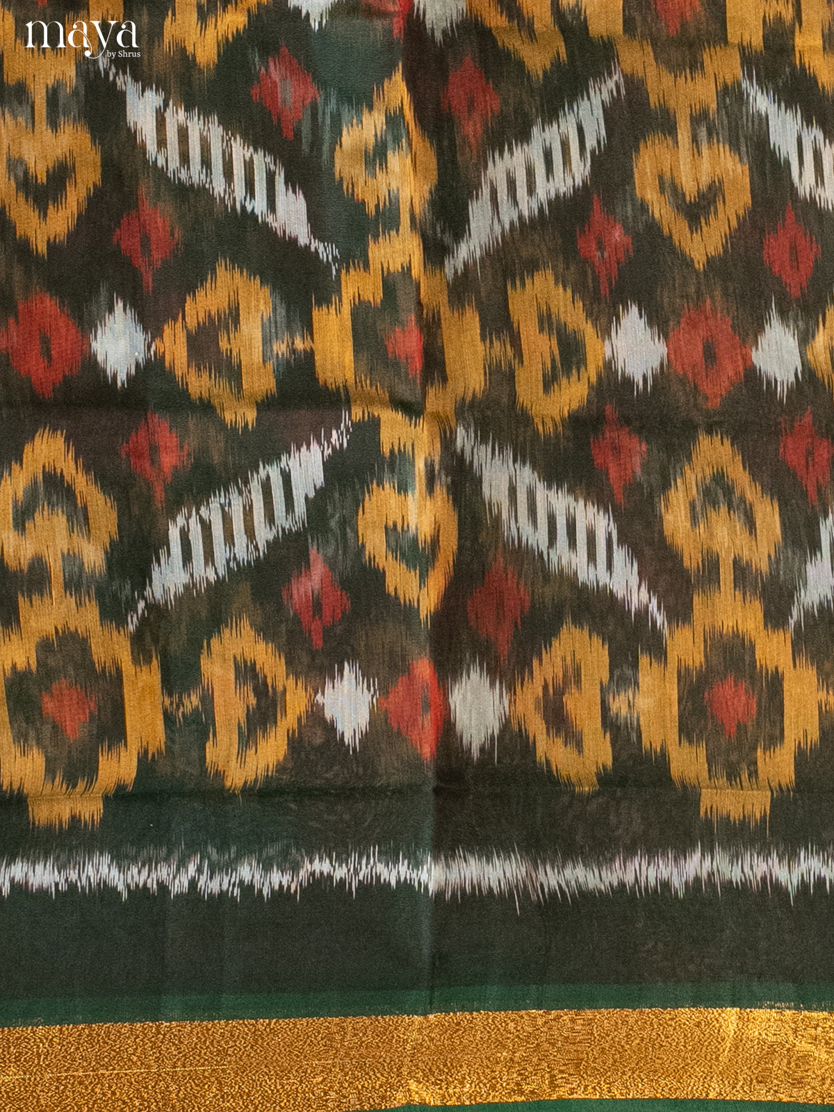 Green & Brown -Pochampally Salwar Unstitch