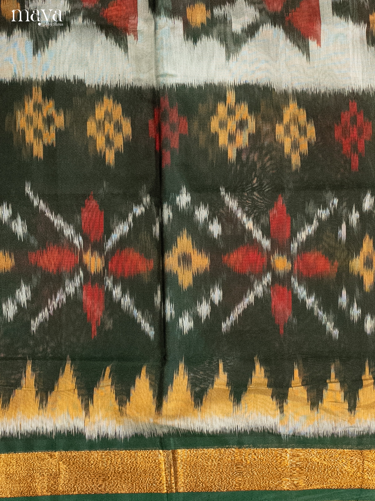 Grey & Green-Pochampally Salwar Unstitch