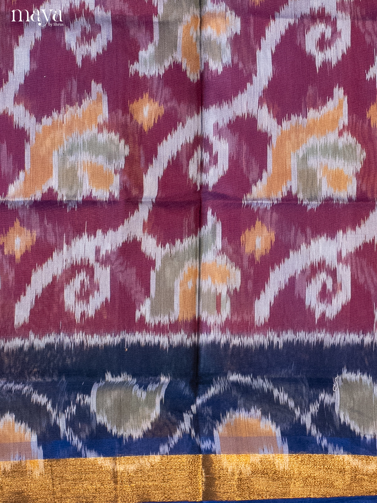maroon & Blue-Pochampally Salwar Unstitch