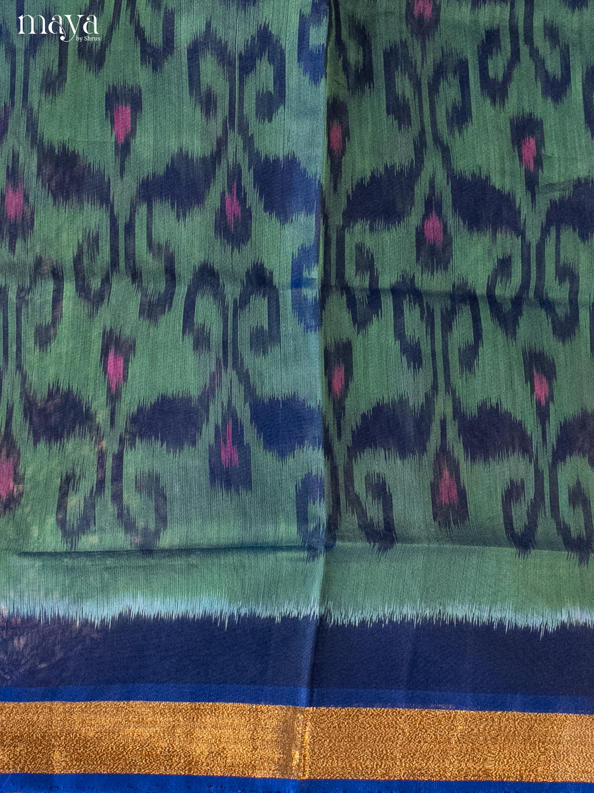 Green & Blue-Pochampally Salwar Unstitch