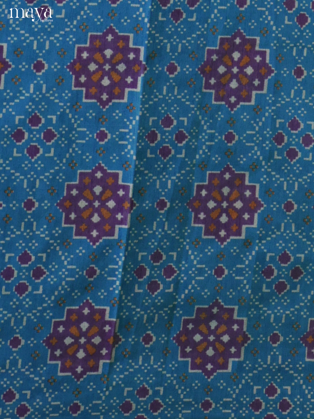 Blue & Purple Semi patola salwar unstitch with floral pattern - MEA09004