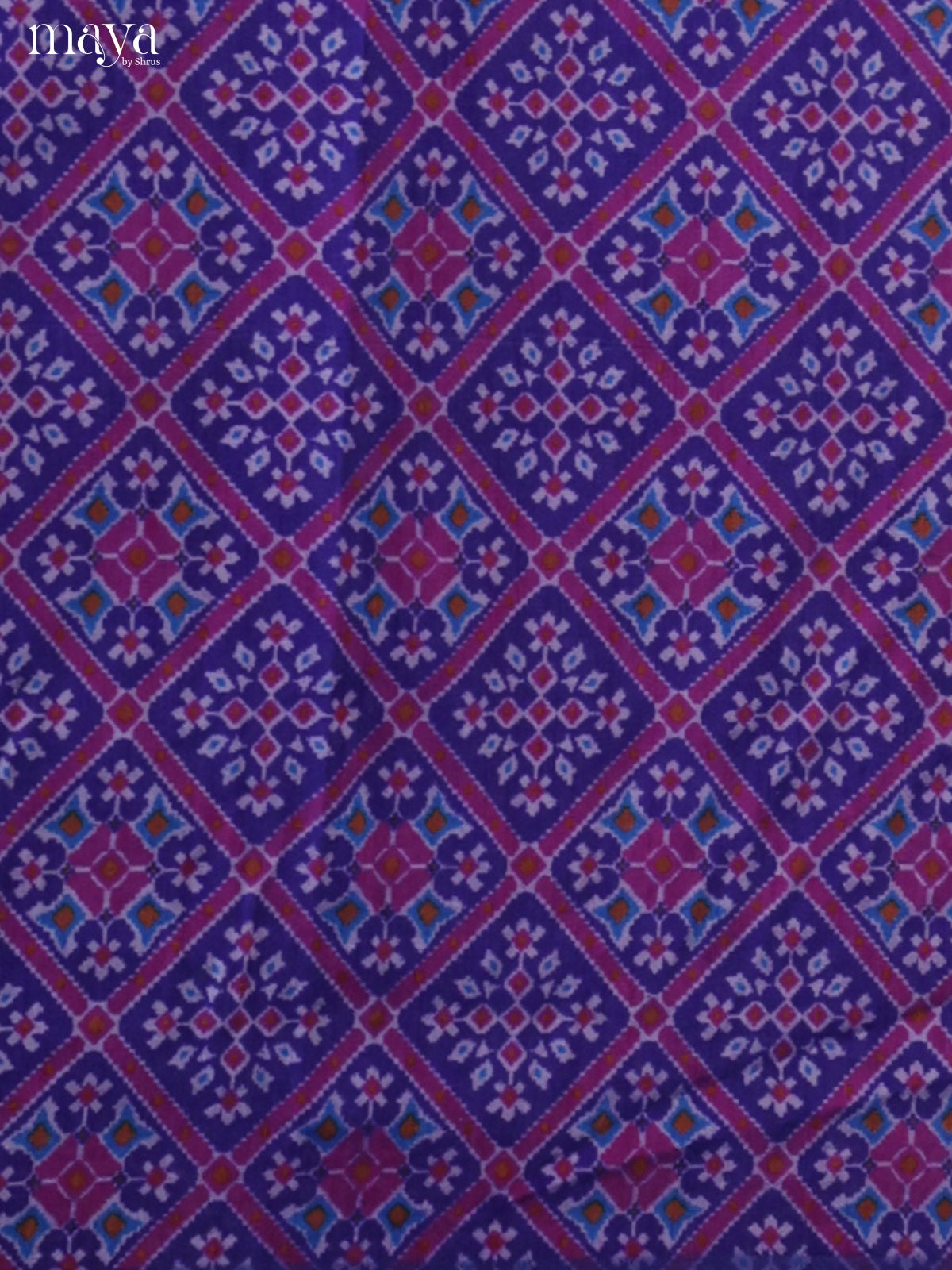 Blue & Purple Semi patola salwar unstitch with patola floral pattern - MEA09007