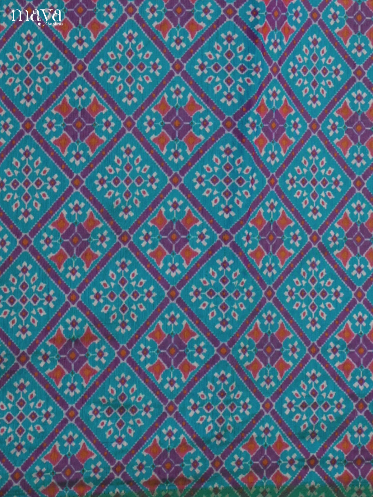 Blue & Purple Semi patola salwar unstitch with patola floral pattern -MEA09026