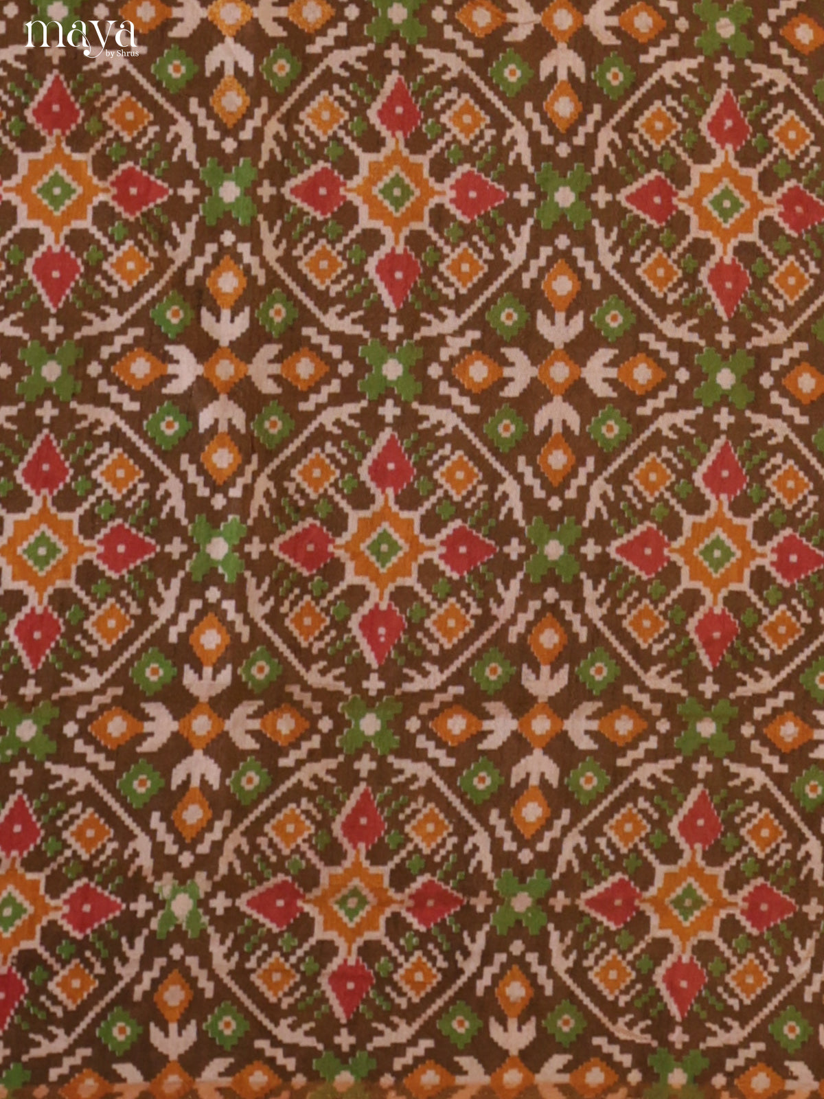 Mustard & Green Semi patola salwar unstitch with patola floral prints-MEA09030