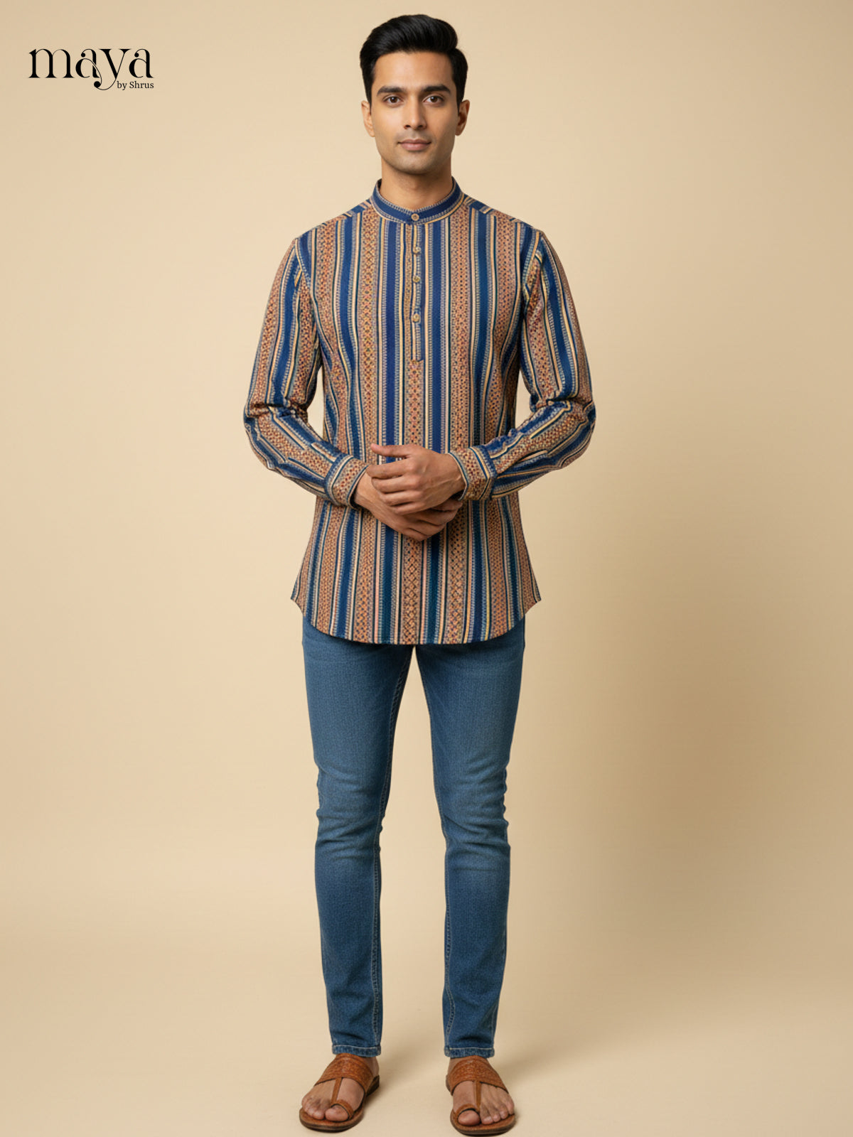 men's kurta dress Subtle Earthy tone Readymade Mens with vertical stripes M Ready Shirt Chest 36 color:Blue Ultimate Black Smock Dress Size:48Wx32L