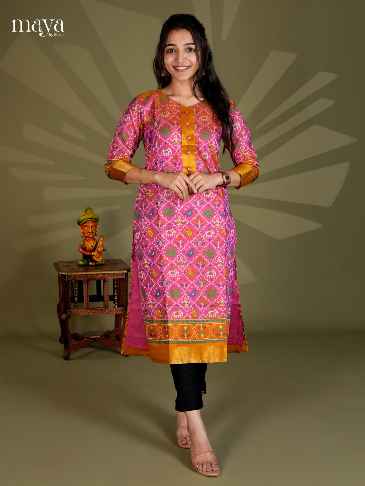 Pink & Brick - Semi Patola Readymade Kurti - MEB20001