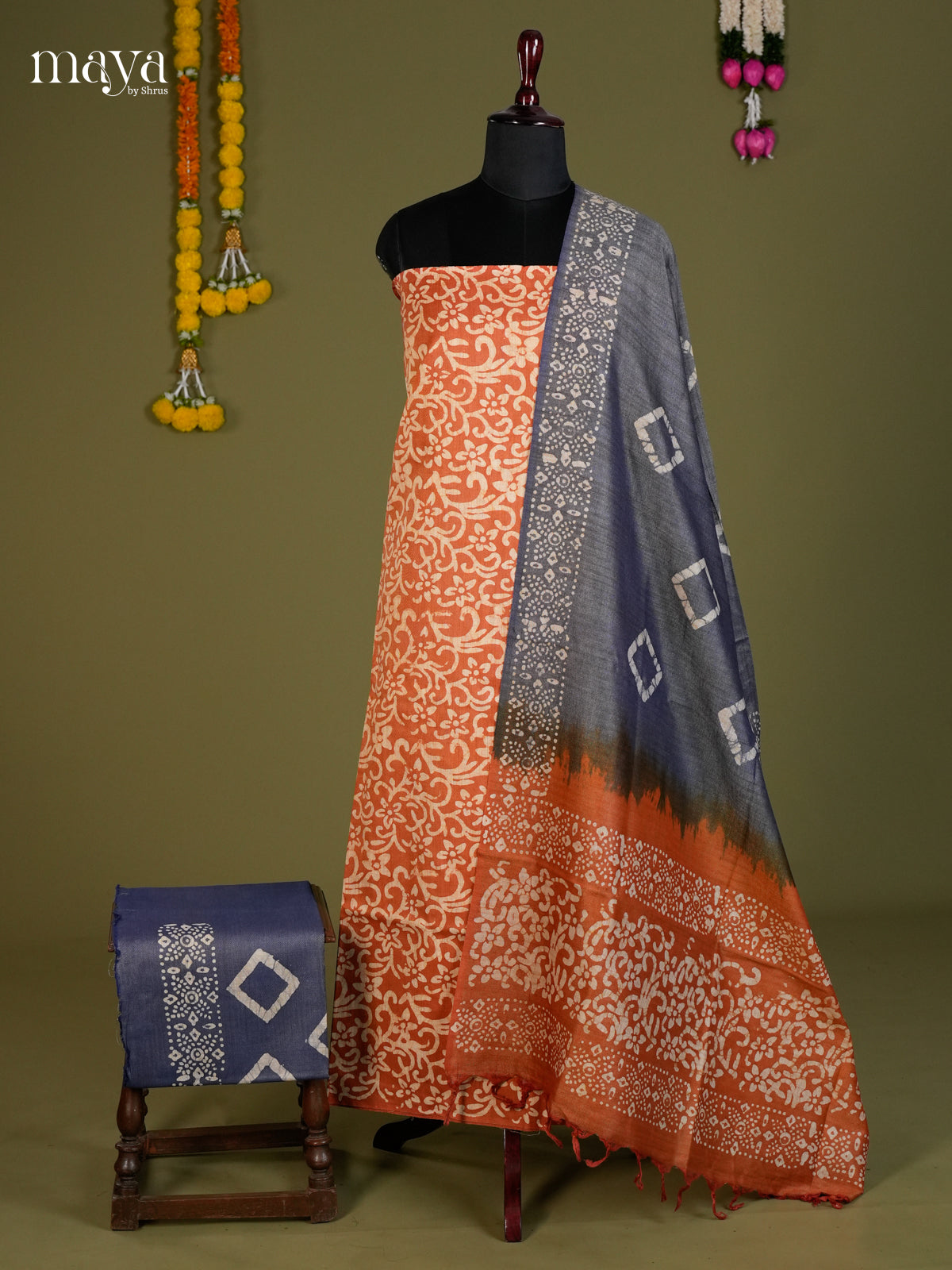 Orange & Blue- Bhatik salwar - MEC13036