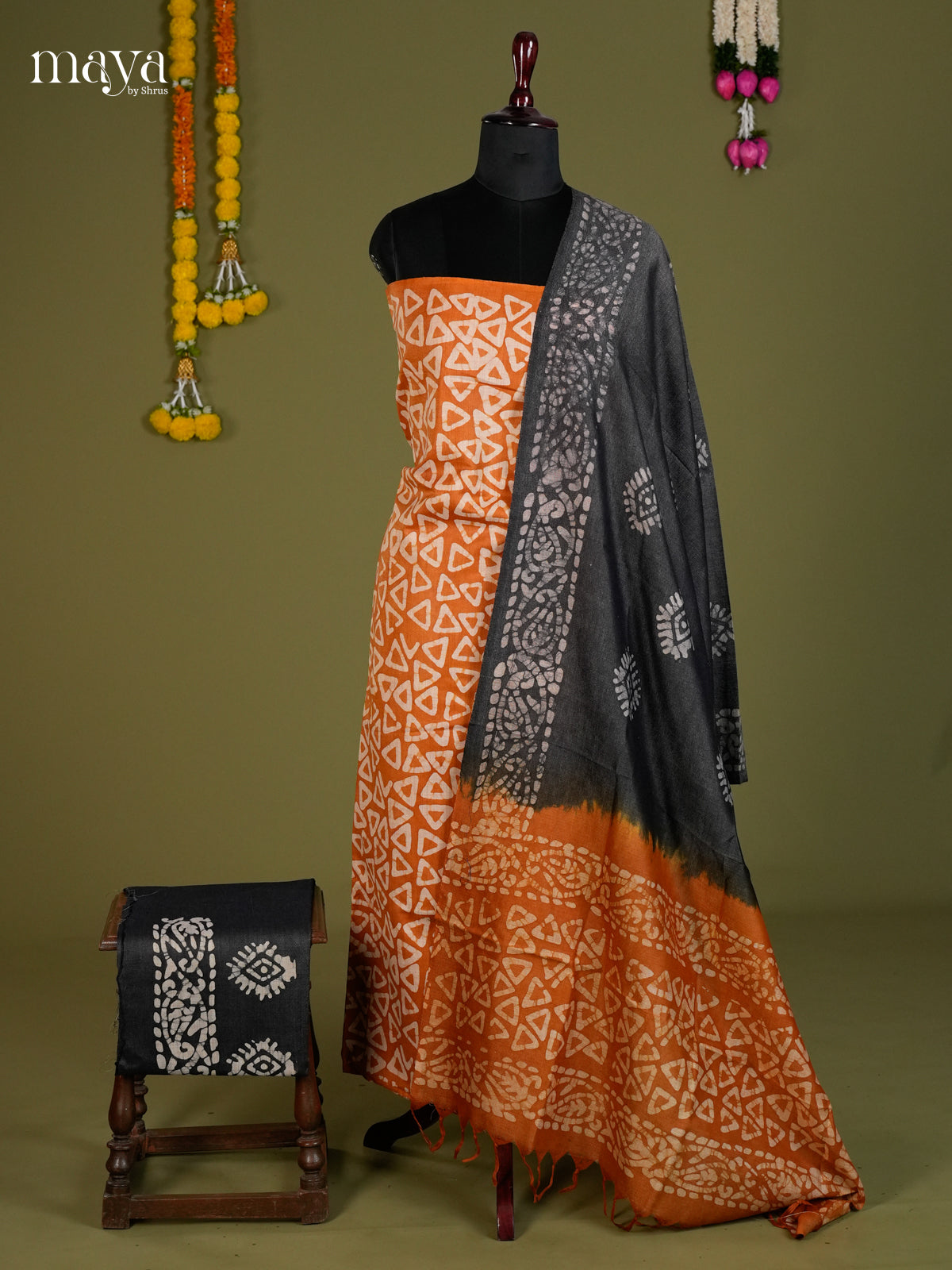 Orange & Black - Bhatik salwar - MEC13055