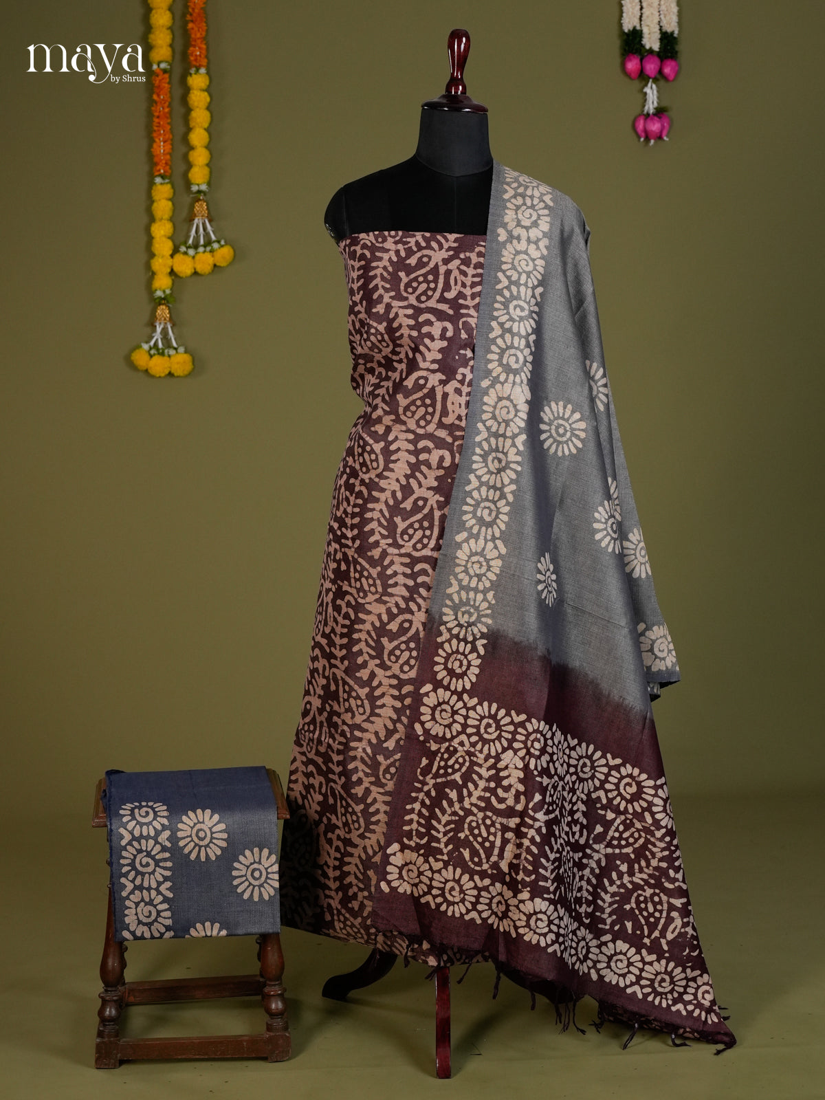 Brown & Grey - Bhatik salwar - MEC13071