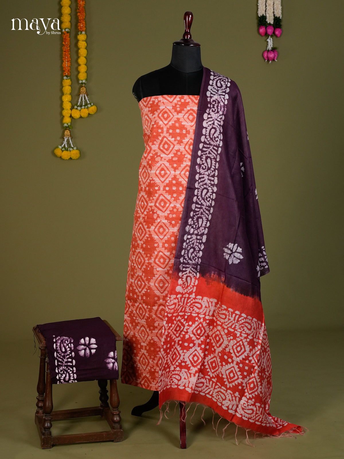 Orange & Purple -Bhatik salwar - MEC13072