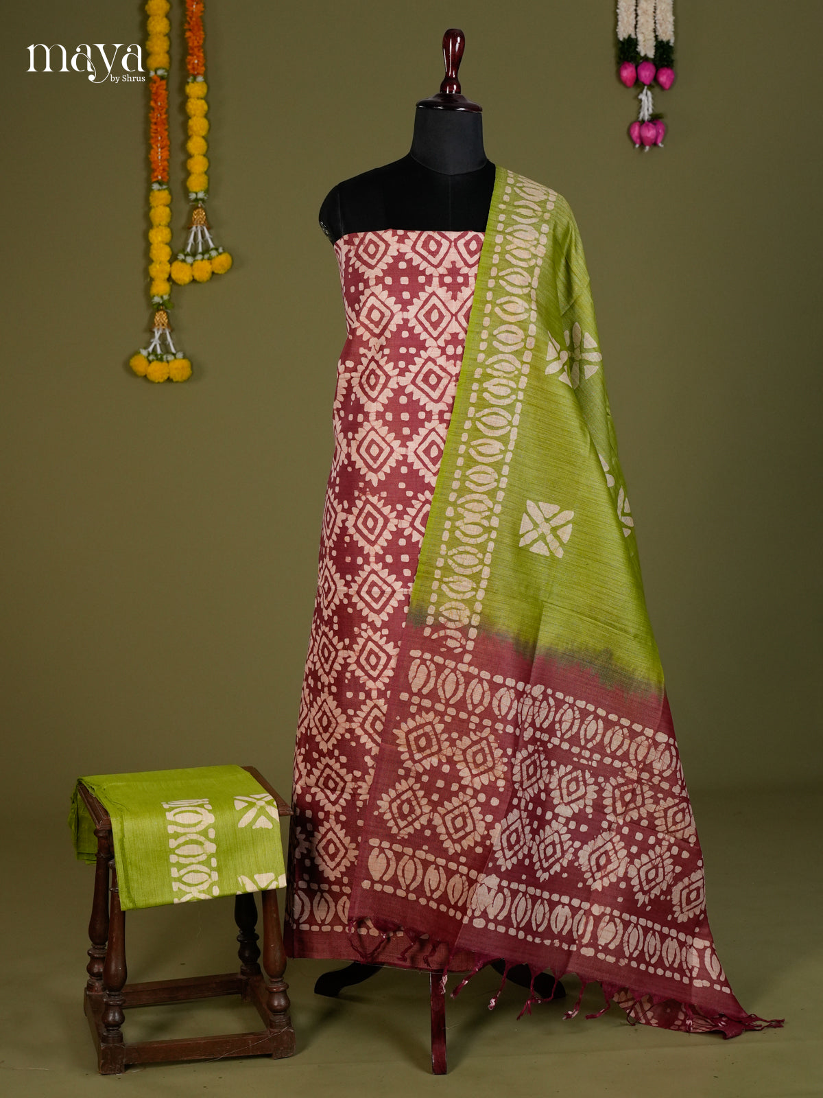 Brown & Light Green - Bhatik salwar - MEC13080