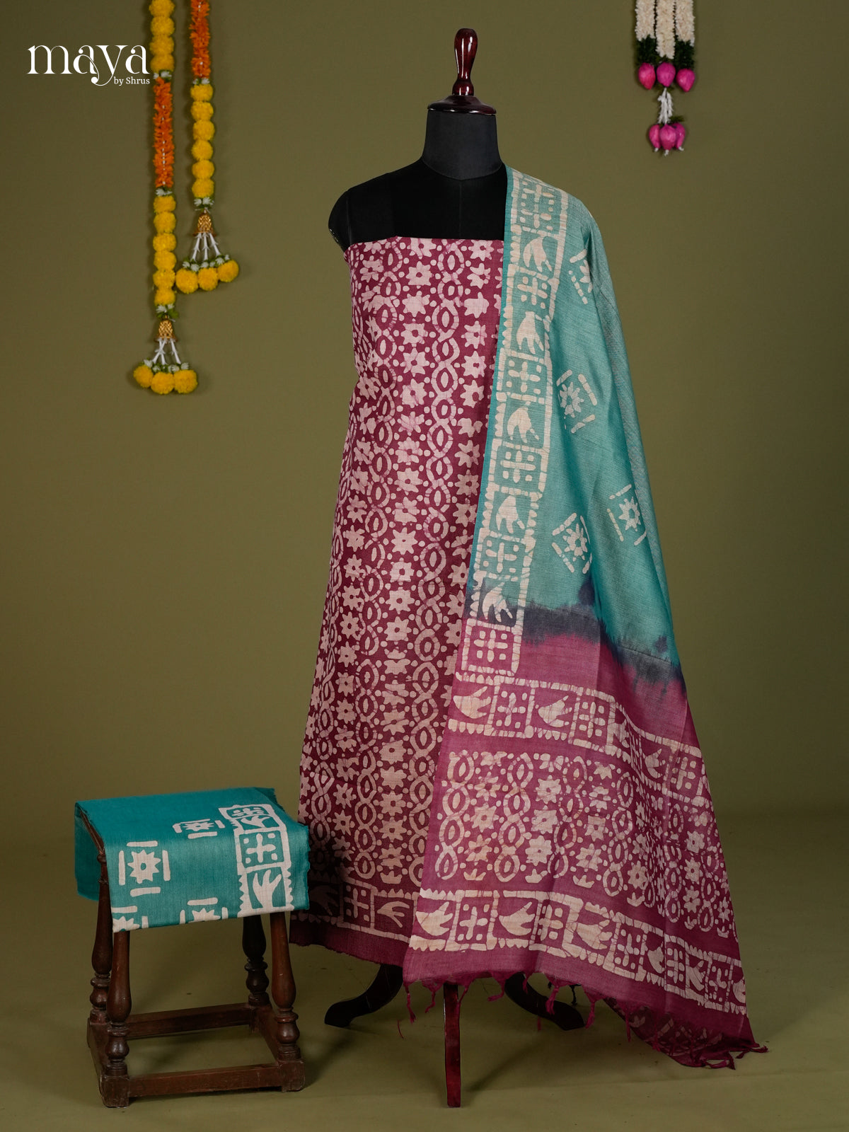 Maroon & Blue - Bhatik salwar - MEC13091