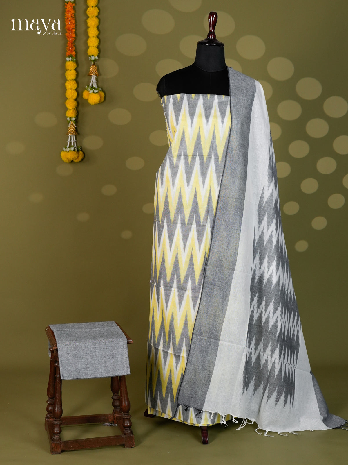 Grey & Yellow -Ikkat Salwar - MEC18001