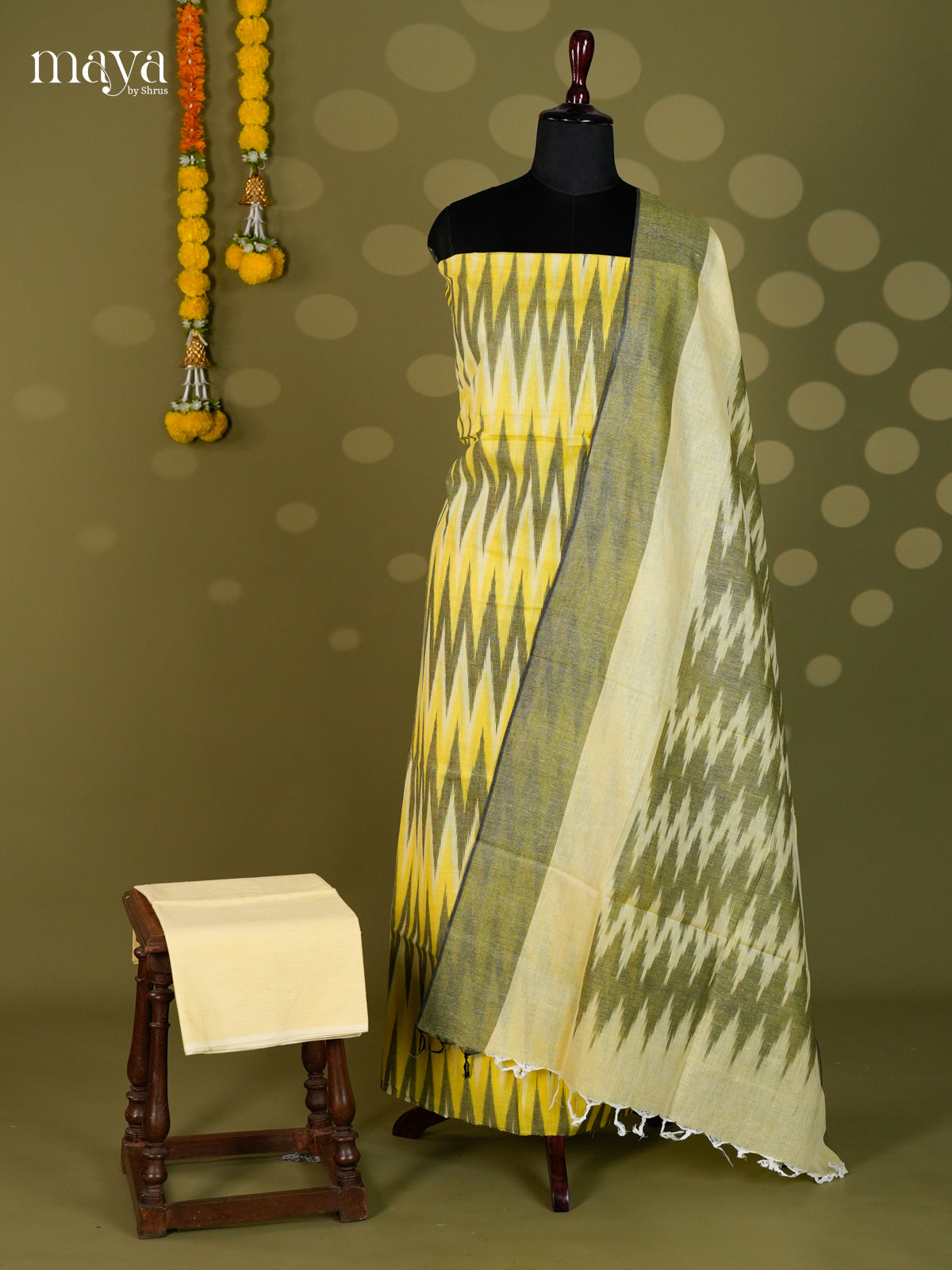 Yellow & Green - Ikkat Salwar - MEC18004