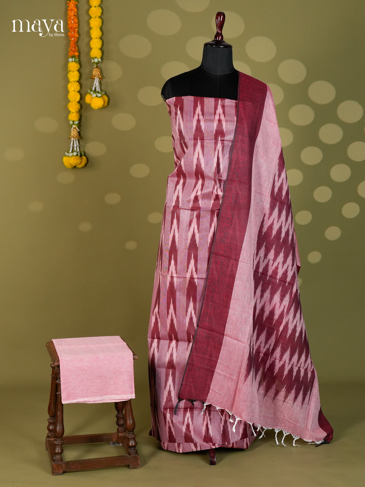 Maroon & Pink - Ikkat Salwar - MEC18007