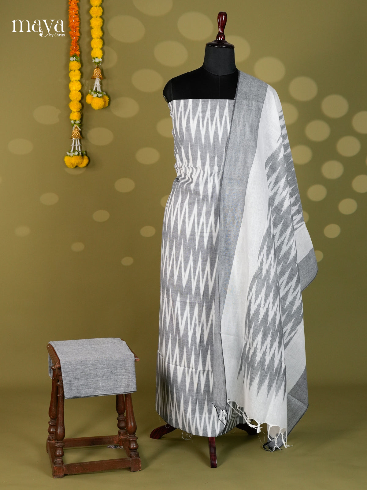 Grey & White - Ikkat Salwar - MEC18029