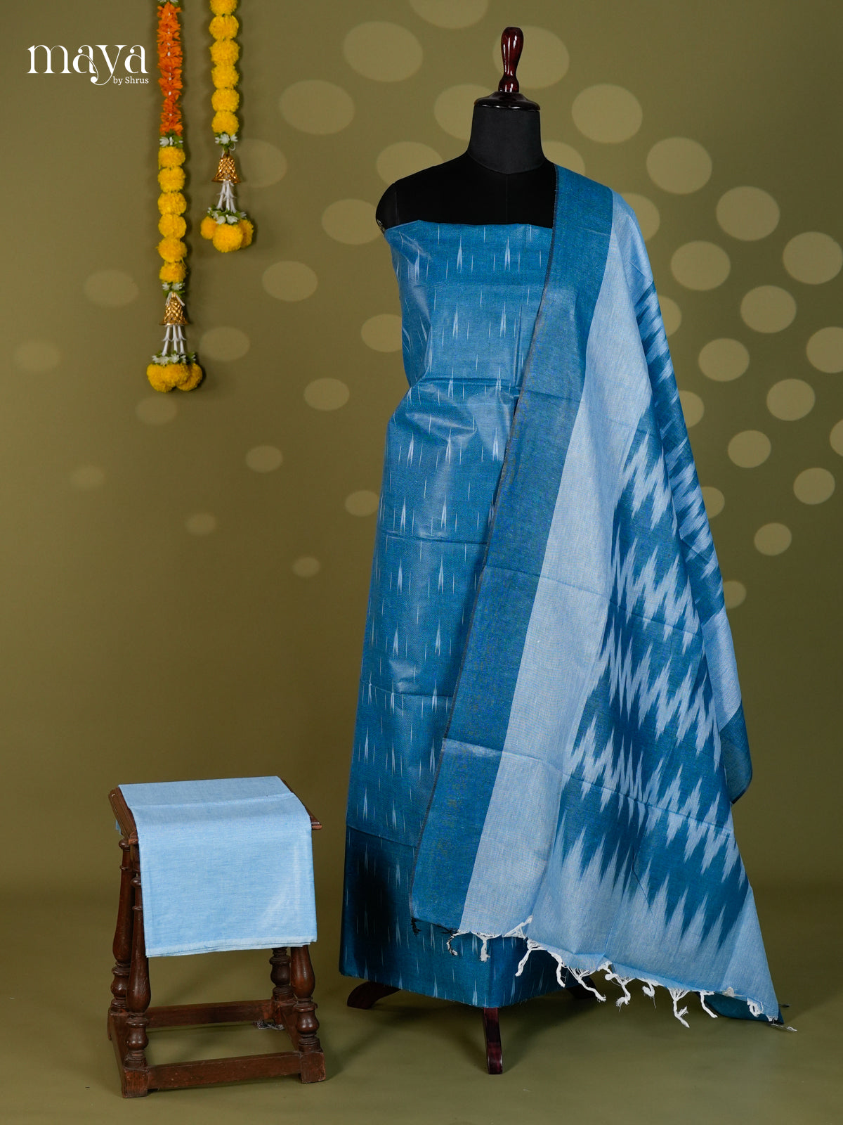 Indigo Blue & Light Blue - Ikkat Salwar - MEC18047