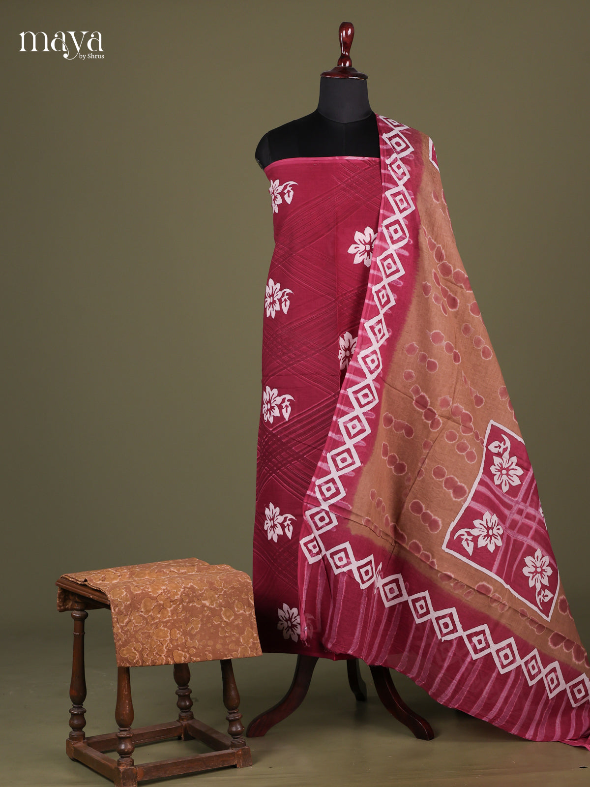 Maroon & Brown - Cotton salwar Unstitched