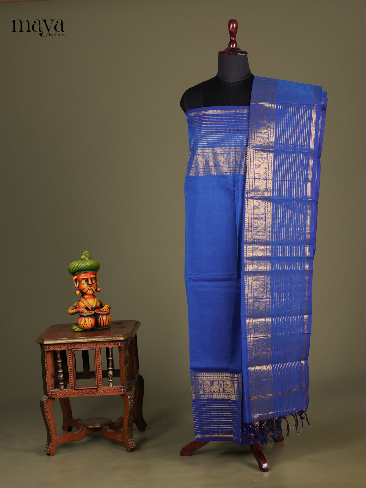 Blue - chettinad top & dupatta combo=