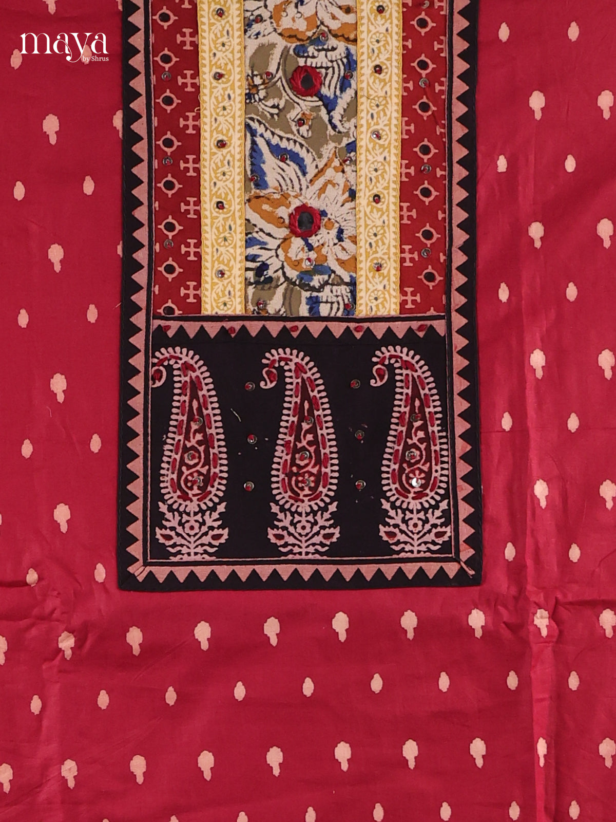 Red & Black - Cotton salwar Unstitched