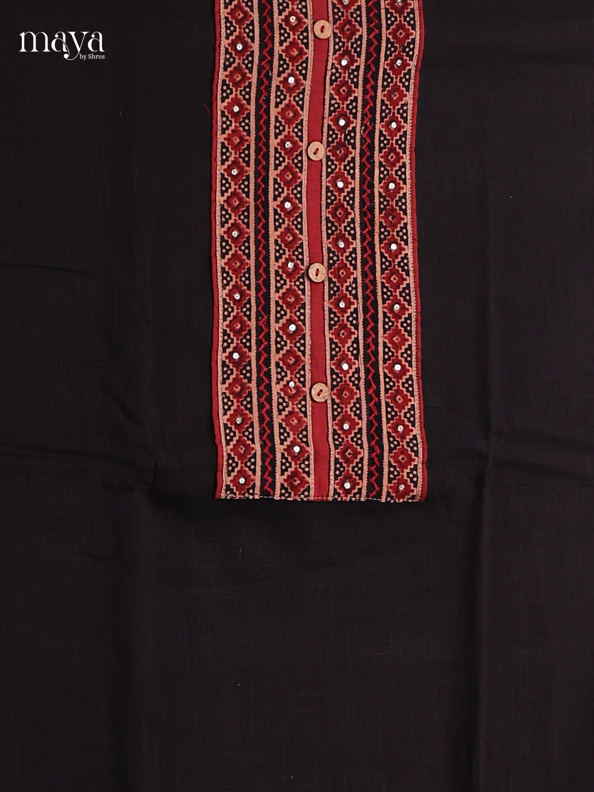 Black & Red - Cotton salwar Unstitched