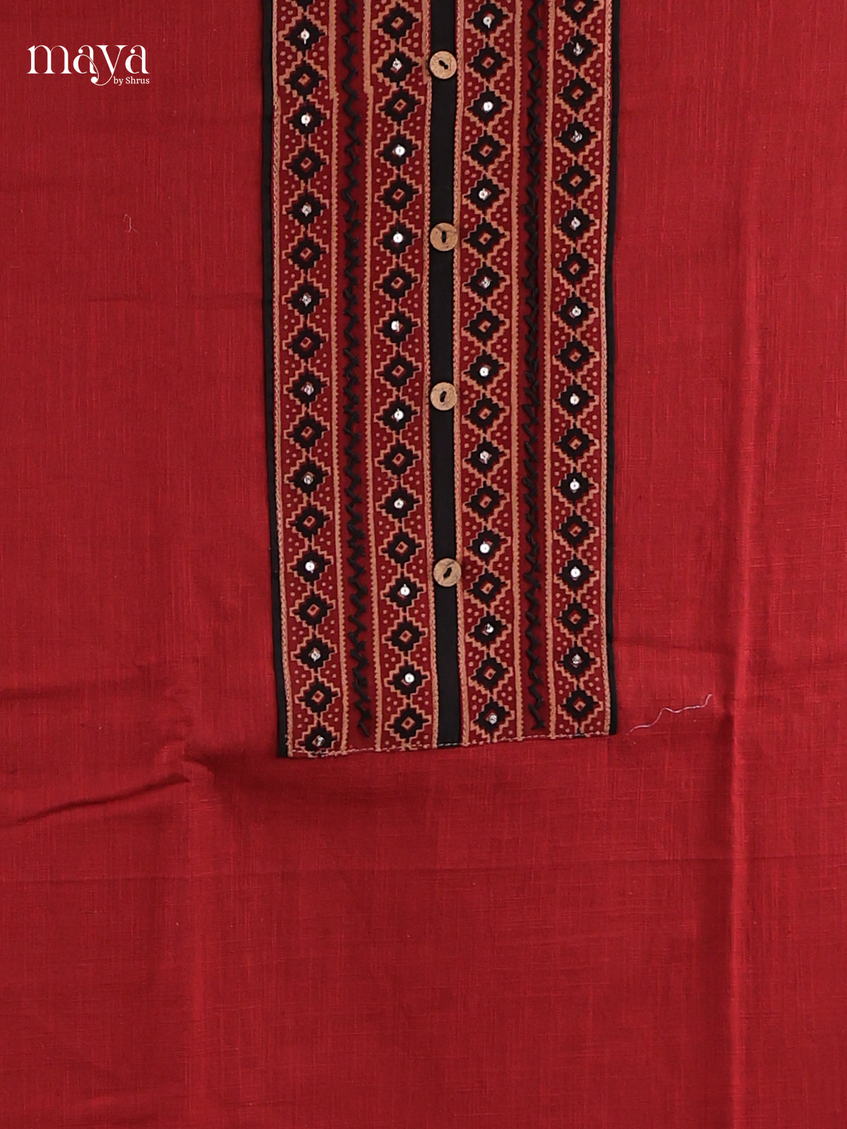 Red & Black - Cotton salwar Unstitched