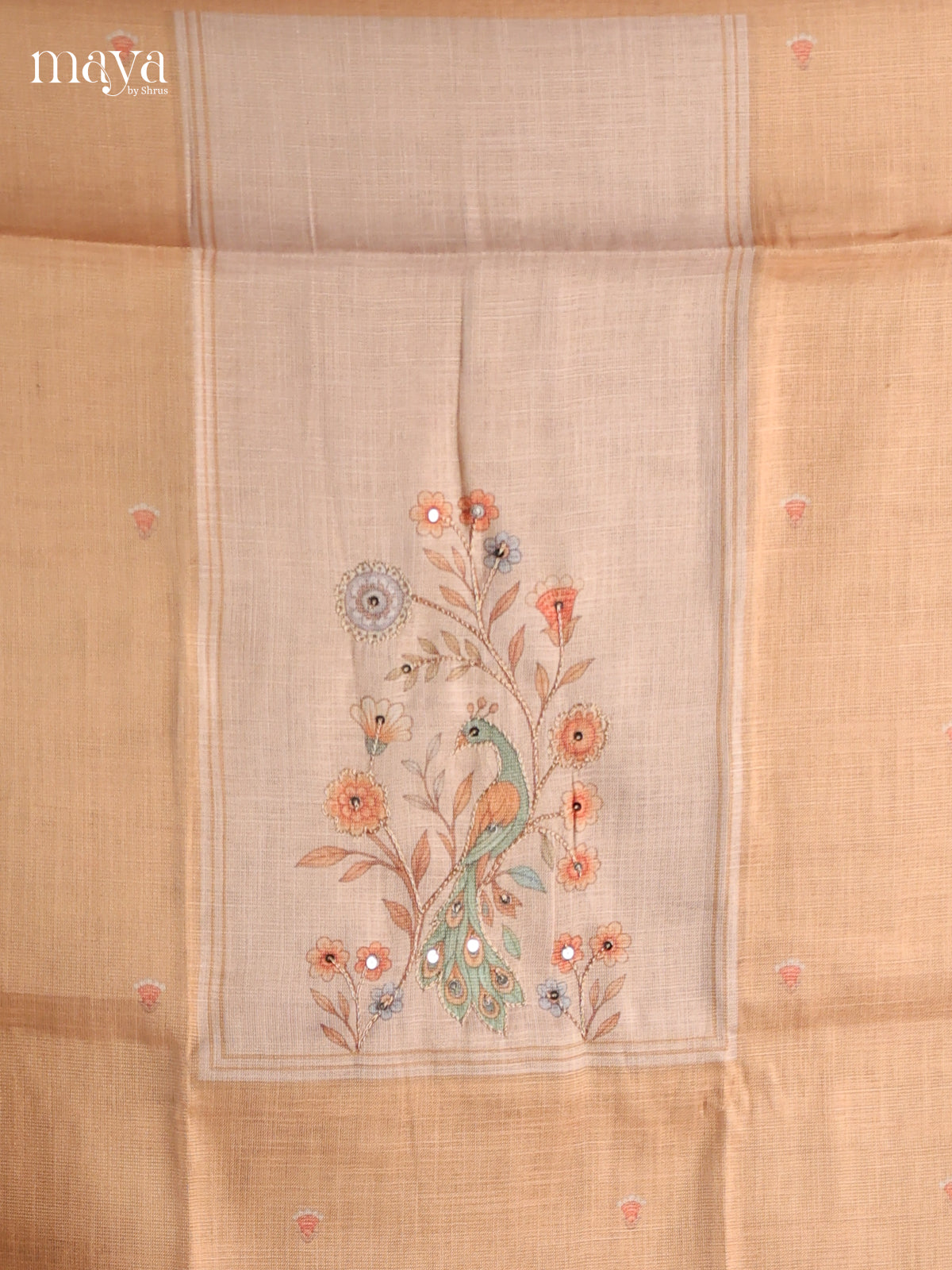 Peach & White - Cotton salwar Unstitched