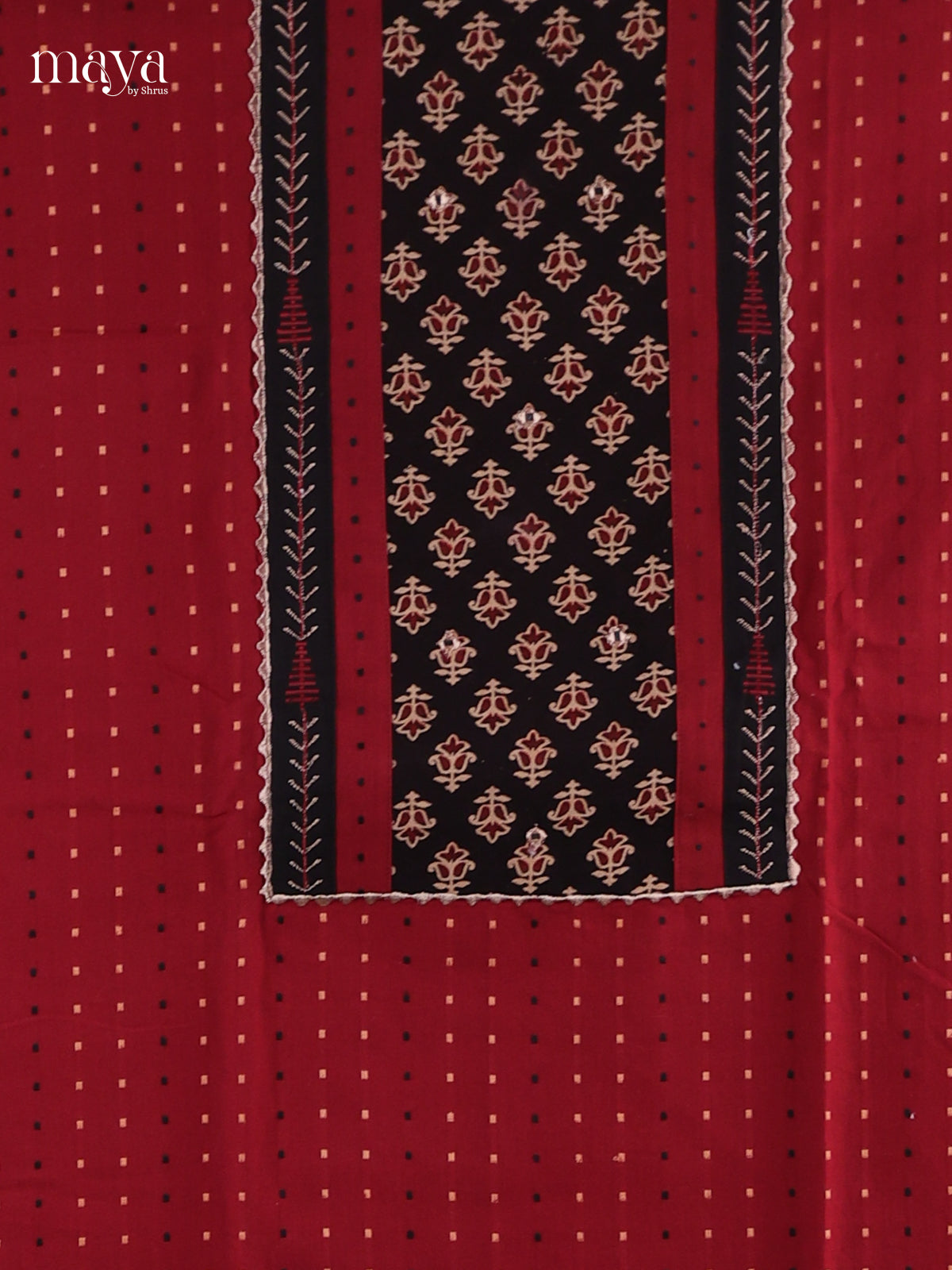 Red & Black - Cotton salwar Unstitched