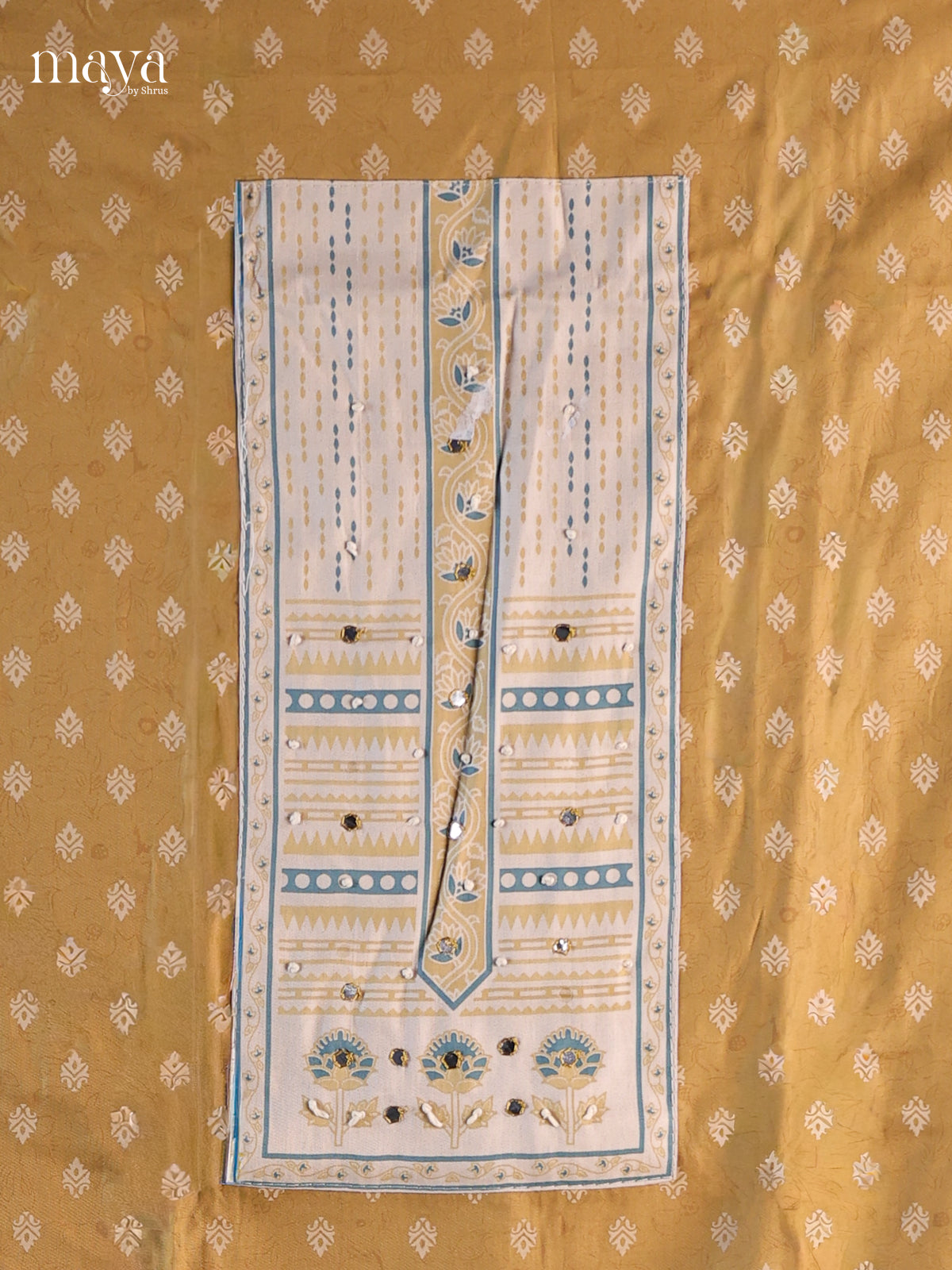 Yellow & White- Cotton salwar Unstitched