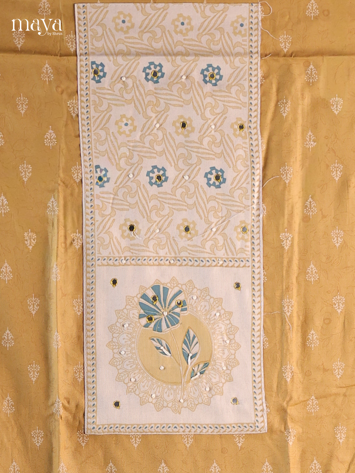 Yellow & White - Cotton salwar Unstitched